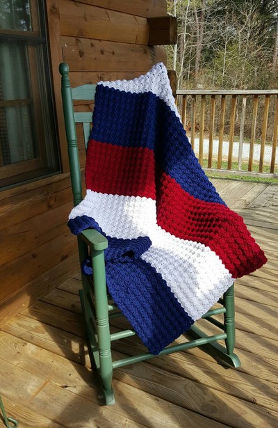 Red white blue online crochet blanket